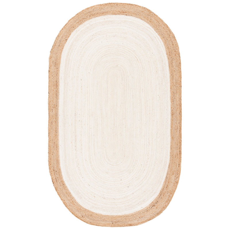 Whittlesey Natural Fiber Hand Woven Jute Solid Color Rug, Oval 5' x 8'