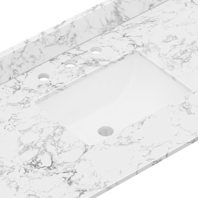 Comptoir-lavabo en pierre reconstituée de 122 cm (48 po) avec lavabo et dosseret en céramique