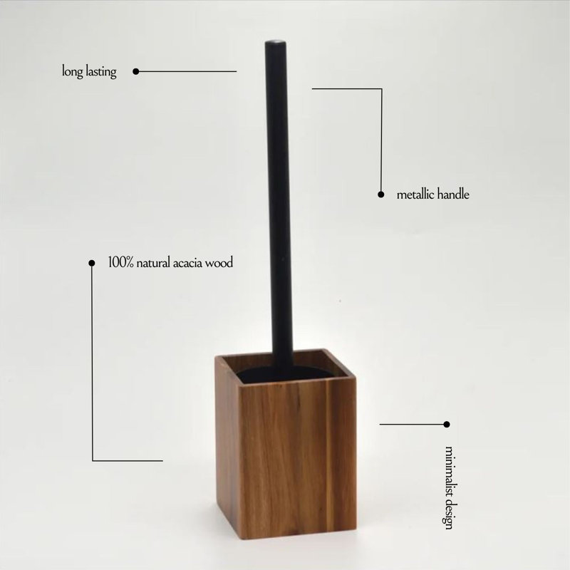 Evideco Wood Toilet Brush And Holder