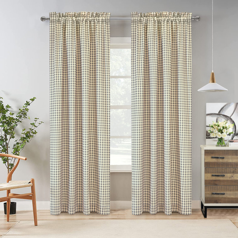 Rideau 100% coton Tabares, Gris, L 160 po x L 84 po