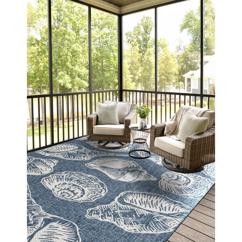 Tapis contemporain bleu marine et ivoire Avelynn, Rectangle 5'1" x 7'1"
