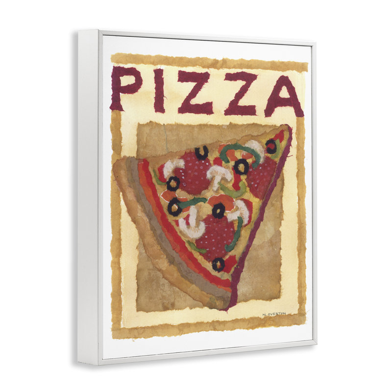 Art de style aquarelle sur pizza par Nancy Overton, Estampe numérique encadrée blanc bord de mer, H 30 po x l 24 po
