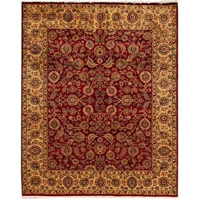 Tapis rouge et crème noué à la main de haute qualité