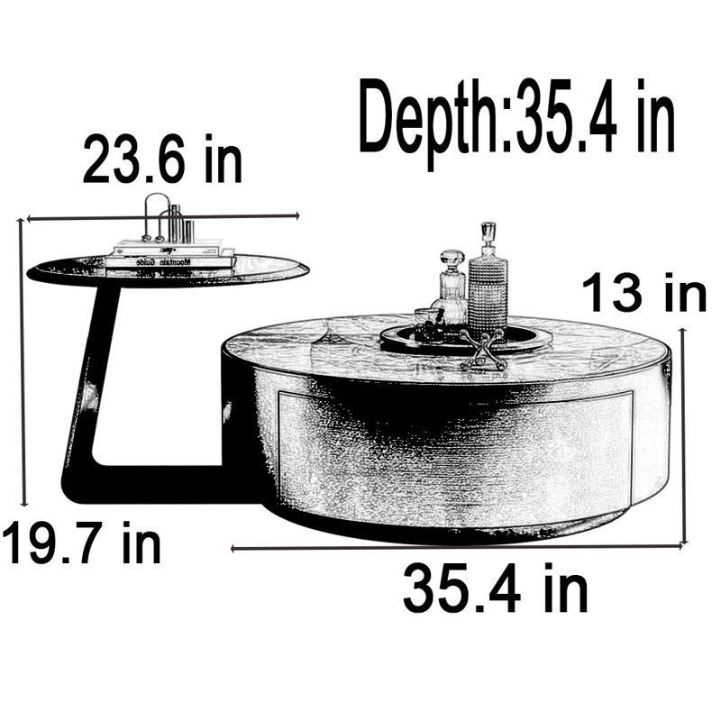 Ensemble de tables basses Luxury, H 13 po x L 35,4 po x l 35,4 po