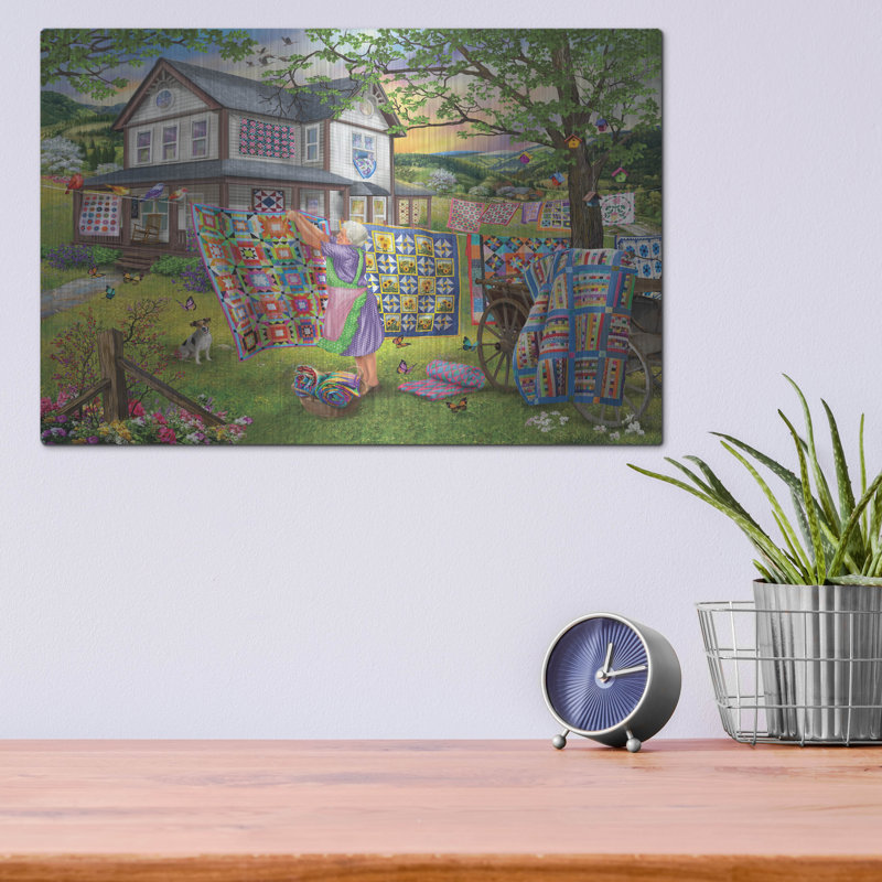 «Farmhouse Quilts» par Bigelow, illustrations en métal, H 12 po x l 16 po