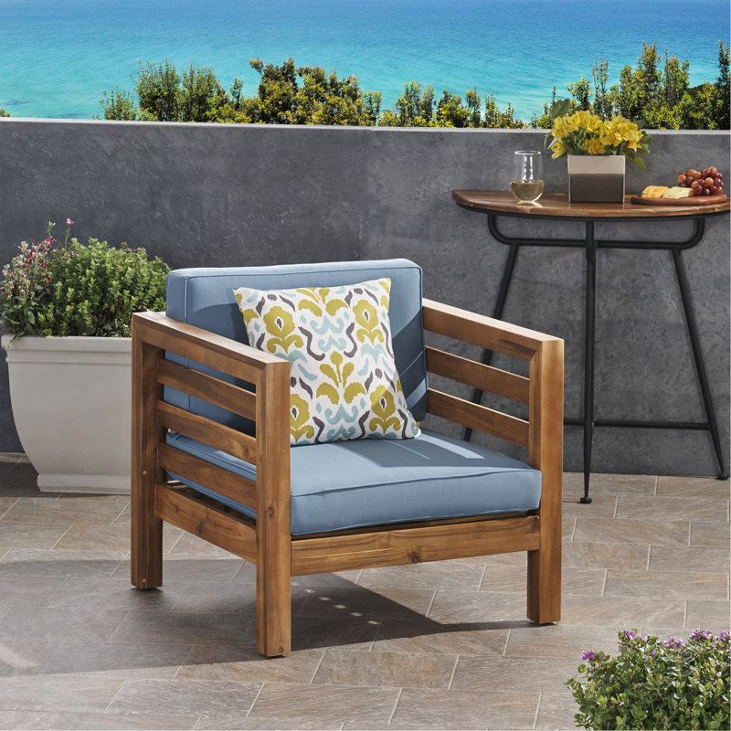 CLUB CHAIR, Blue, Pecan