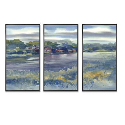 " Autumn Landscape By The River " 3 - Pieces