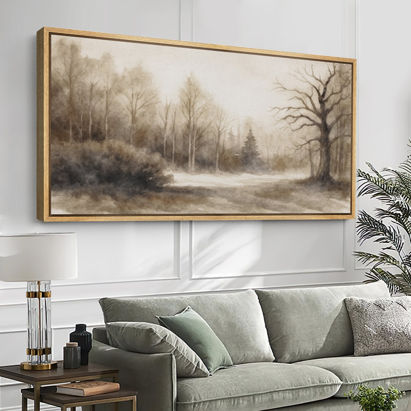 "Neutral Toned Forest Landscape", très grandes photos, impression sur toile encadrée, Naturel, H 30 po x l 60 po