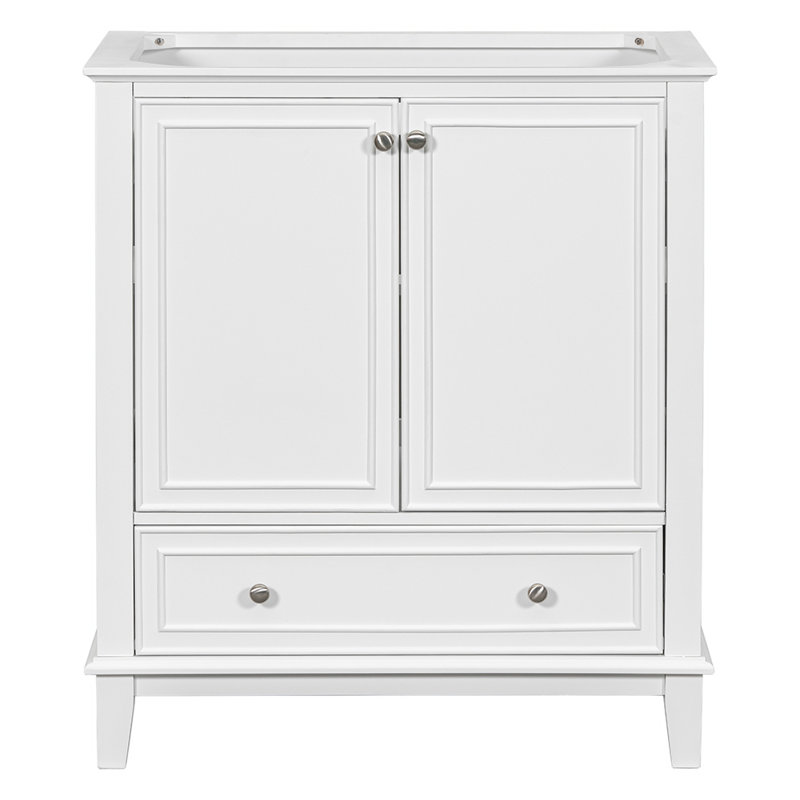 Rashiem 29.5'' Single Bathroom Vanity with Solid Wood+MDF Top, White