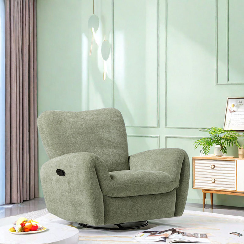 Fauteuil inclinable pivotant rembourré Smayan, Vert clair