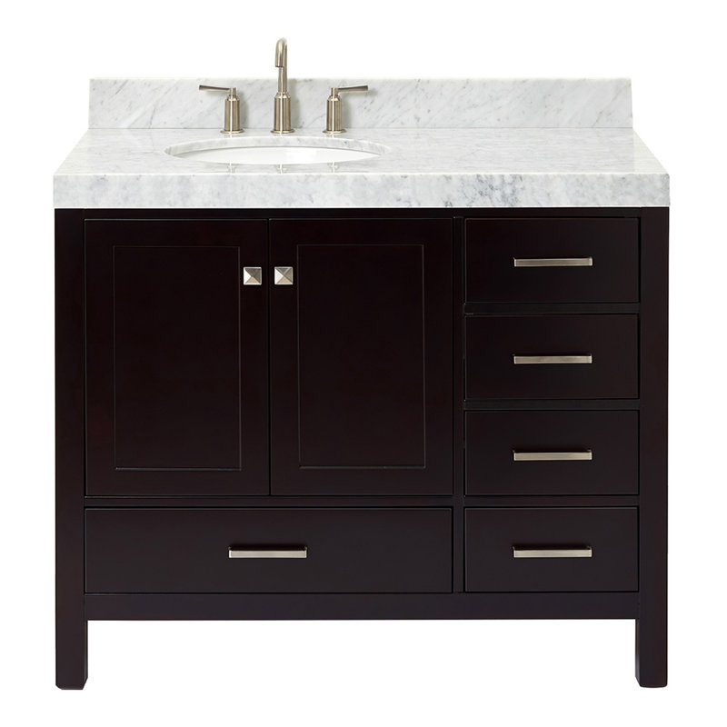 Meuble-lavabo simple 42 po avec plateau en marbre Cambridge, Espresso