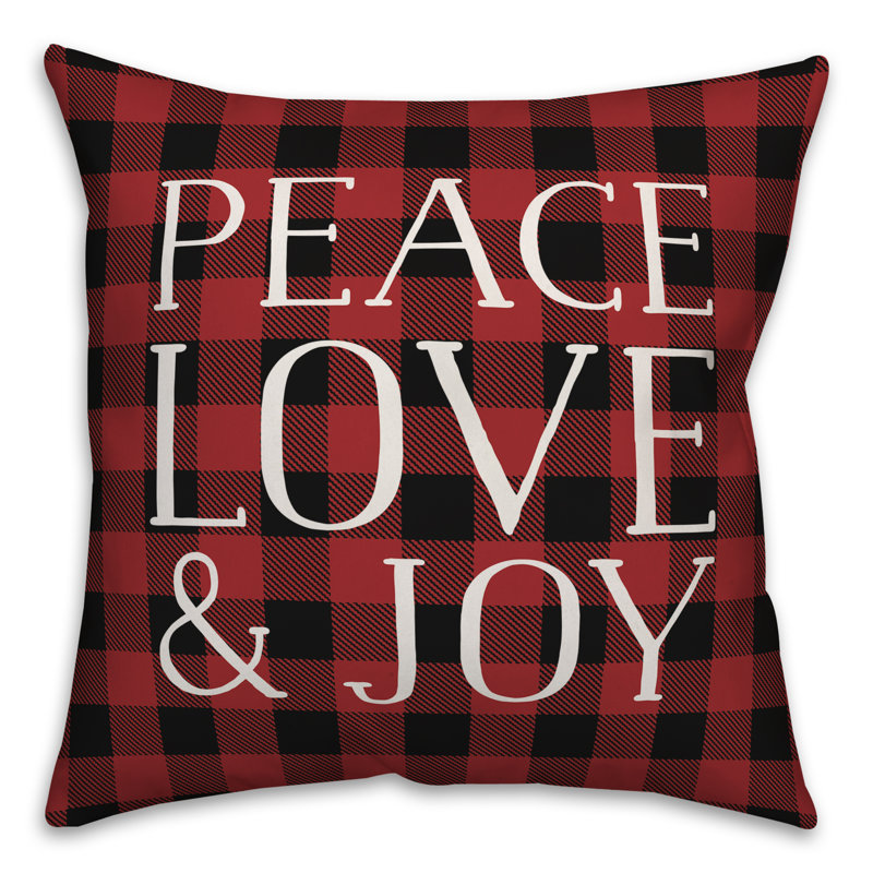  Housse de coussin Peace Love and Joy, 16 po x 1 po, Polyester/ Bourre en polyester