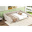 Lit de jour beige très grand avec revêtement et rangement latéral - Élégant, confortable pour la chambre à coucher, la chambre d'amis, aucun sommier requis, facile à installer et polyvalent, simple à assembler