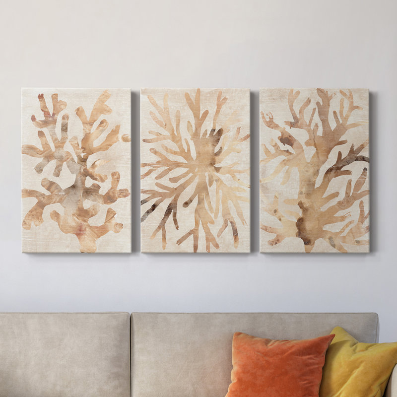 Parchemin Coral I, toile tendue avec châssis de qualité supérieure - prête à être accrochée, H 60 po x l 40 po x P 1 po