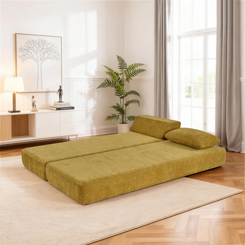 Lit de jour convertible et lit d'invité dépliant avec grand matelas, Doré