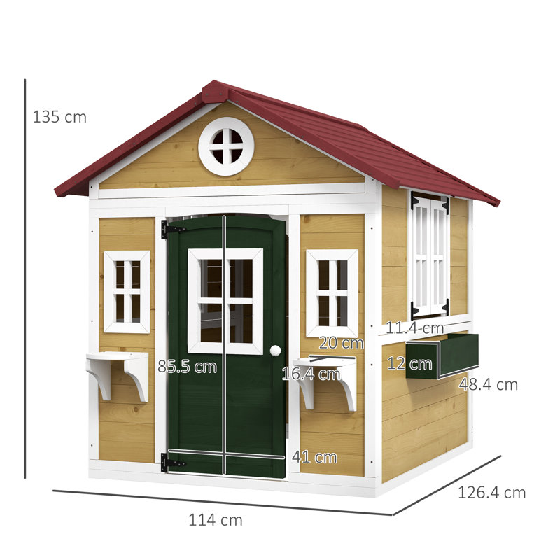 Outsunny 114cm W x 126.4cm D Playhouse with Kitchen