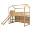 Lit mezzanine simple en bois massif avec glissade, rampe d'escalade, rangement et lumière pour chambre d'enfant
