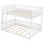 Lit double superposé au-dessus d'un grand lit double avec échelle et garde-corps - Lit pour enfant peu encombrant, blanc