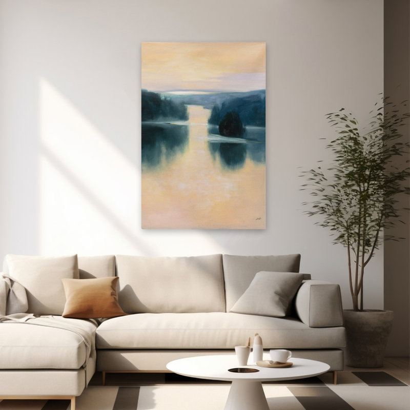 Meditation Contemporary Green Lake, H 60 po x l 40 po