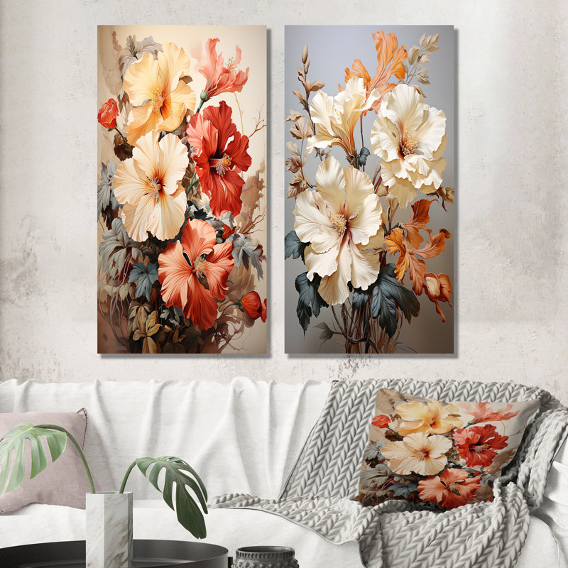 Hibiscus rétro - ensemble d'art mural en métal Hibiscus - 3, H 28 po x l 24 po