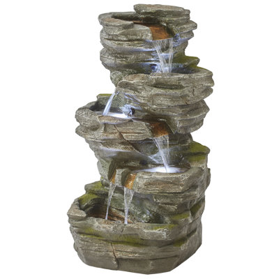 Dixon Outdoor Rock Fountain with Lights