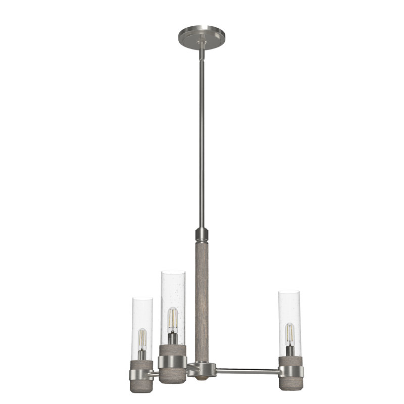 Hunter River Mill 3 Light Chandelier Ceiling Light Fixture, Brushed Nickel