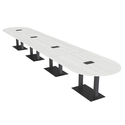 Table de conférence en forme de piste de course avec base en métal double | Unité électrique