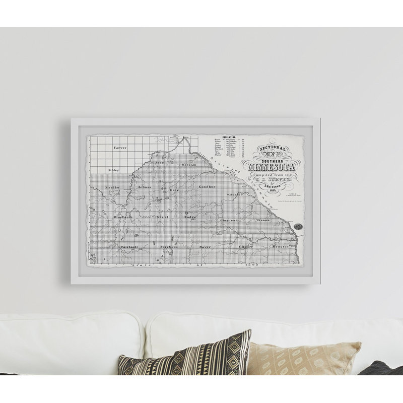 Carte du Minnesota - impression encadrée, H 12 po x l 18 po x P 1,5 po