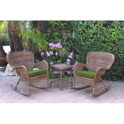Windsor Resin Wicker Rocker Chair And End Table Set With Cushions