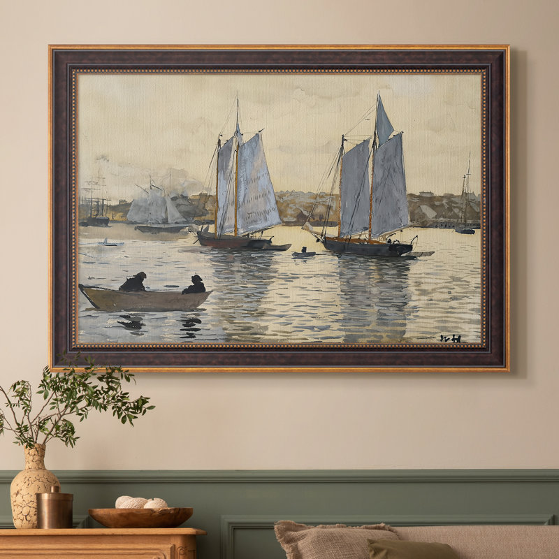 Deux goélettes, Gloucester, v. 1880 - Winslow Homer - Toile encadrée sur mesure, 16x22 INNER SIZE, Framed Canvas