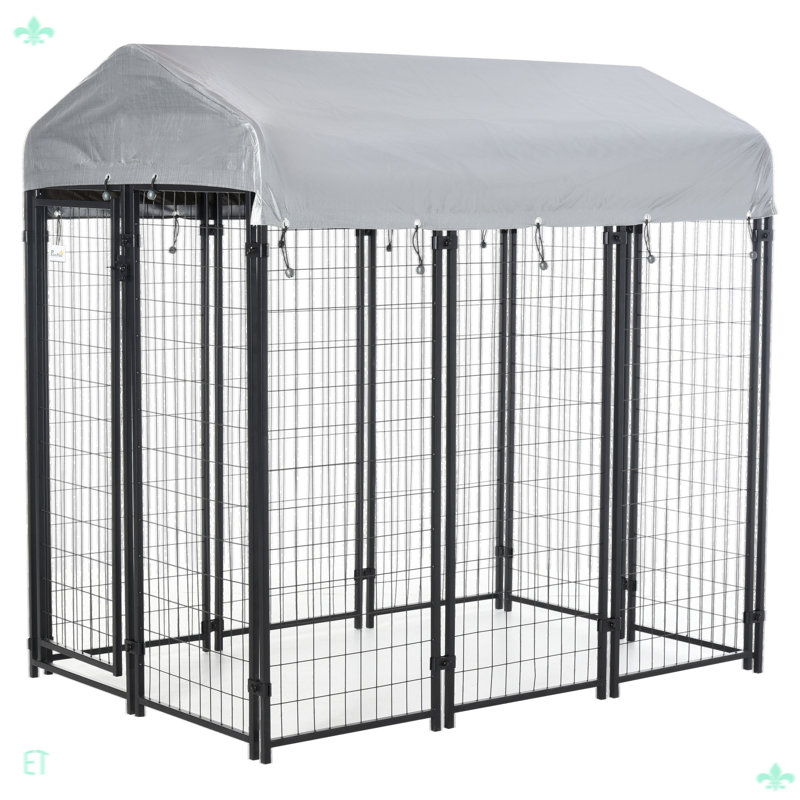 Enclos pour chien avec porte verrouillable, auvent résistant à l'eau, H 71,92 po x l 71,92 po x P 47,88 po