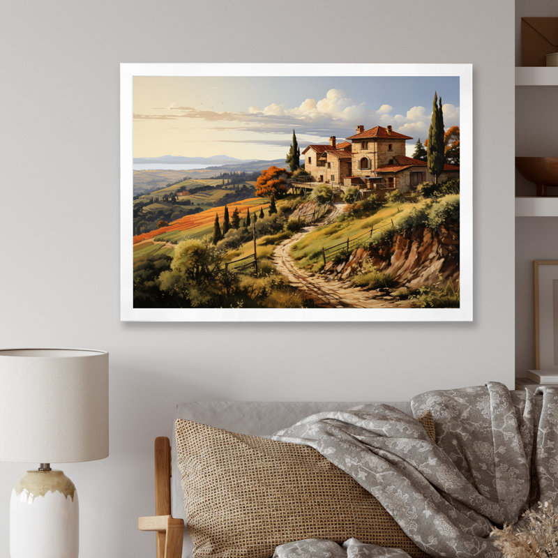 Country Charm Tuscan Splendour Framed On Canvas Print, 24" H x 32" W x 1" D, White Single Picture Framed