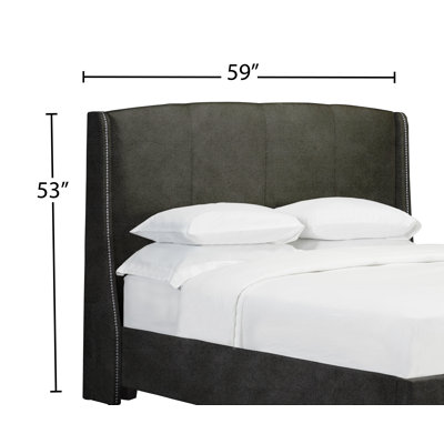 Tarin Upholstered Genuine Leather Wingback Headboard