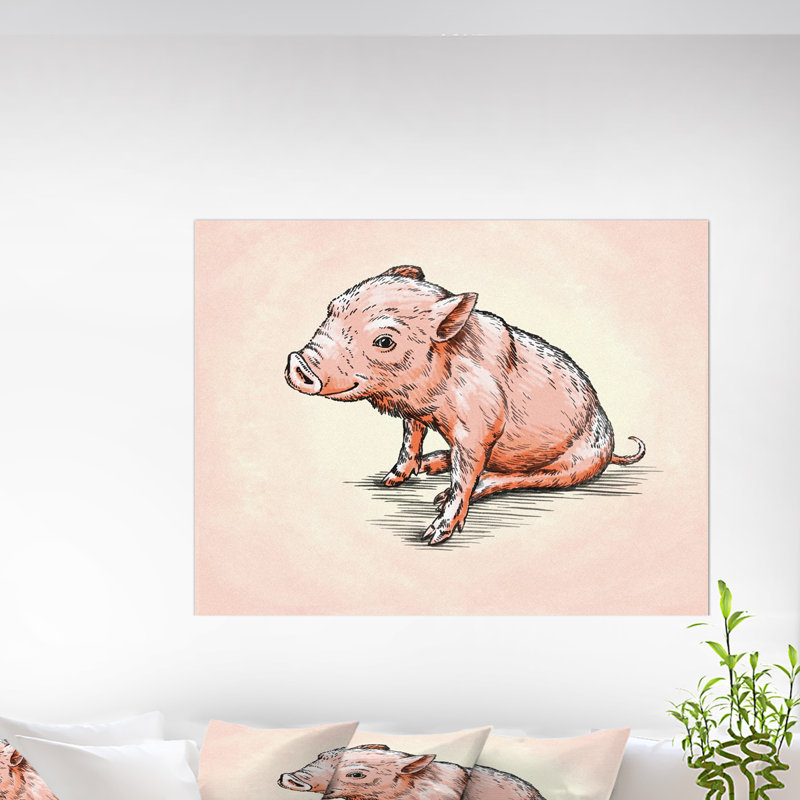« sourire porc », impression, H 20 po x l 20 po x P 1 po, Toile tendue