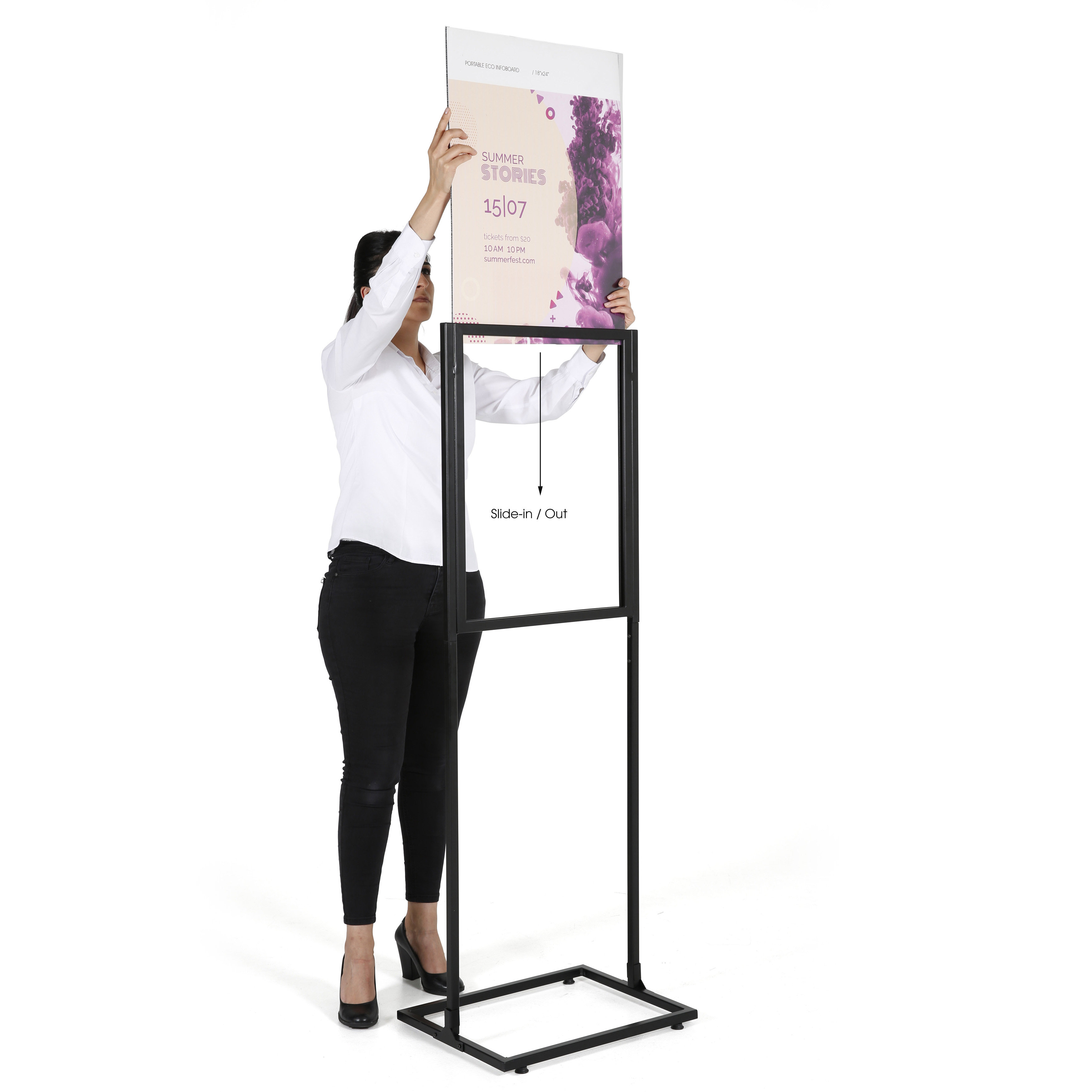 Metal Double Sided 1-Tier Poster Holder