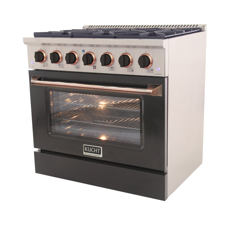 Kucht 36'' W Free Standing Range, Black, Liquid Propane