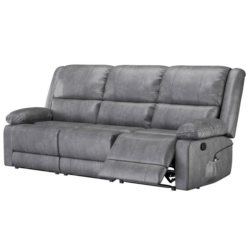 73.6 '' Wide Pillow Top Arm Reclining Sofa, Gray