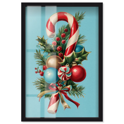 Décoration murale de Noël «Candy Cane Bouquet I Shadowbox Print» par Art Remedy, cadre noir, 21 x 31