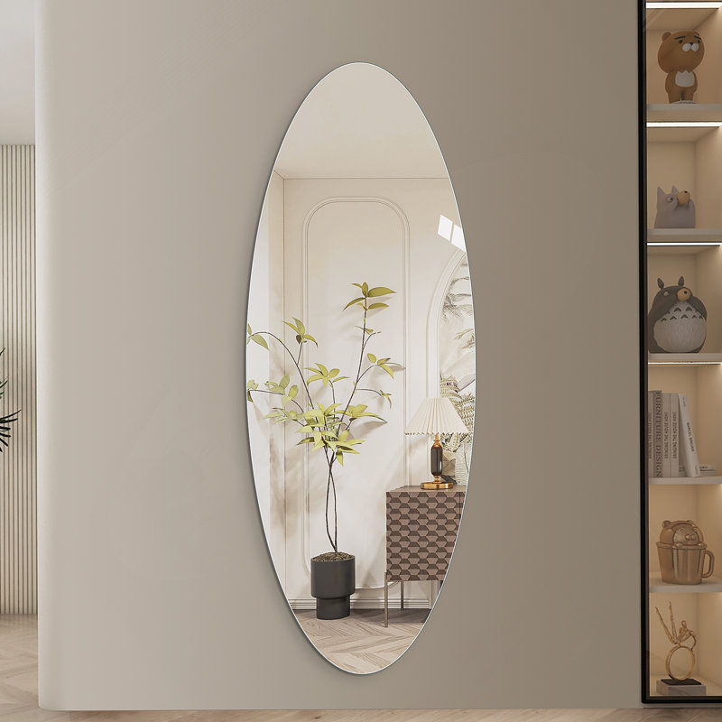 Miroir mural pleine longueur 65 po x 24 po, miroir ovale pour entrée, chambre à coucher, 65 po x 24 po