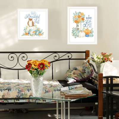 «I Love Fall Most of All», art mural blanc encadré, rehausse la décoration de votre chambre à coucher