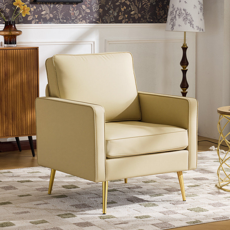 Fauteuil club Bakker, Beige Faux Leather