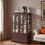 Vitrine avec bande lumineuse RVB en couleur, tablettes en verre réglables en hauteur et tiroir rabattable-658712901