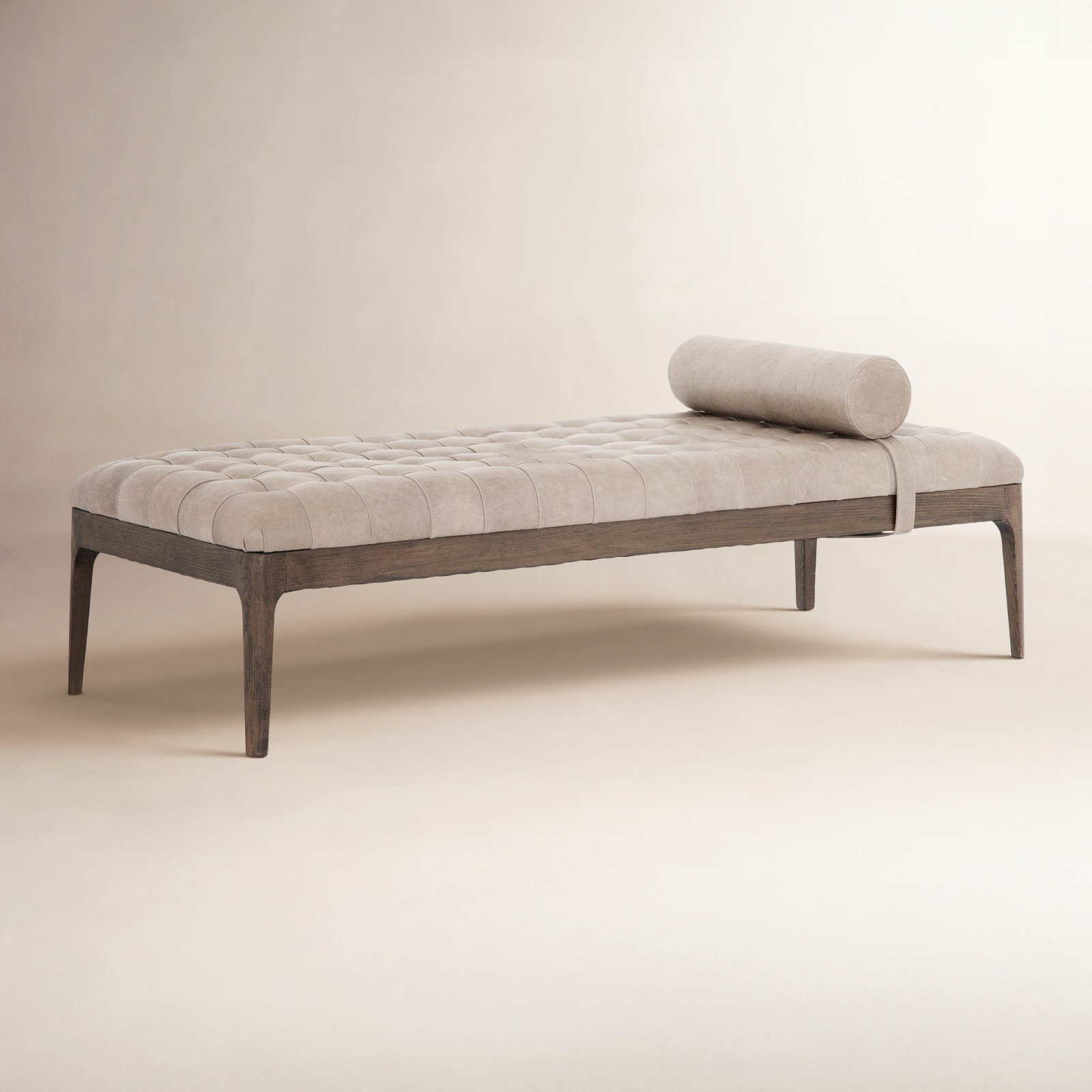 Moody Genuine Leather Bench, Sonoma Grey