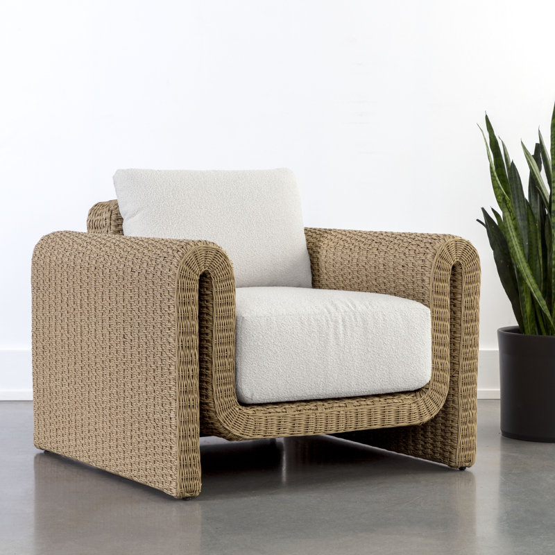 Edid Patio Chair with Cushions - Cream, Brown