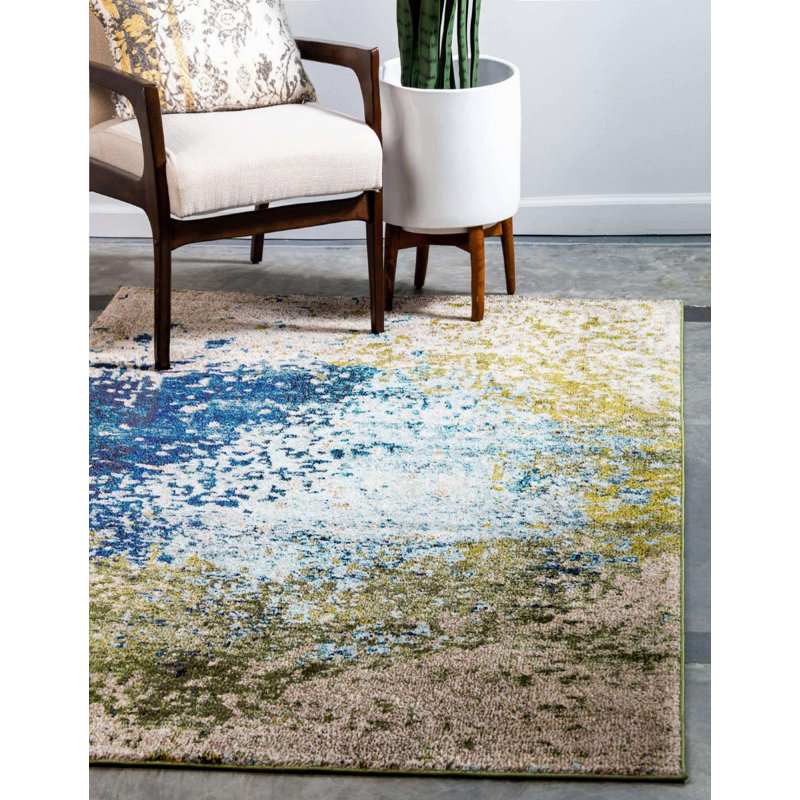 Tapis contemporain Estelle couleur forêt, Rectangle 6 pi x 9 pi