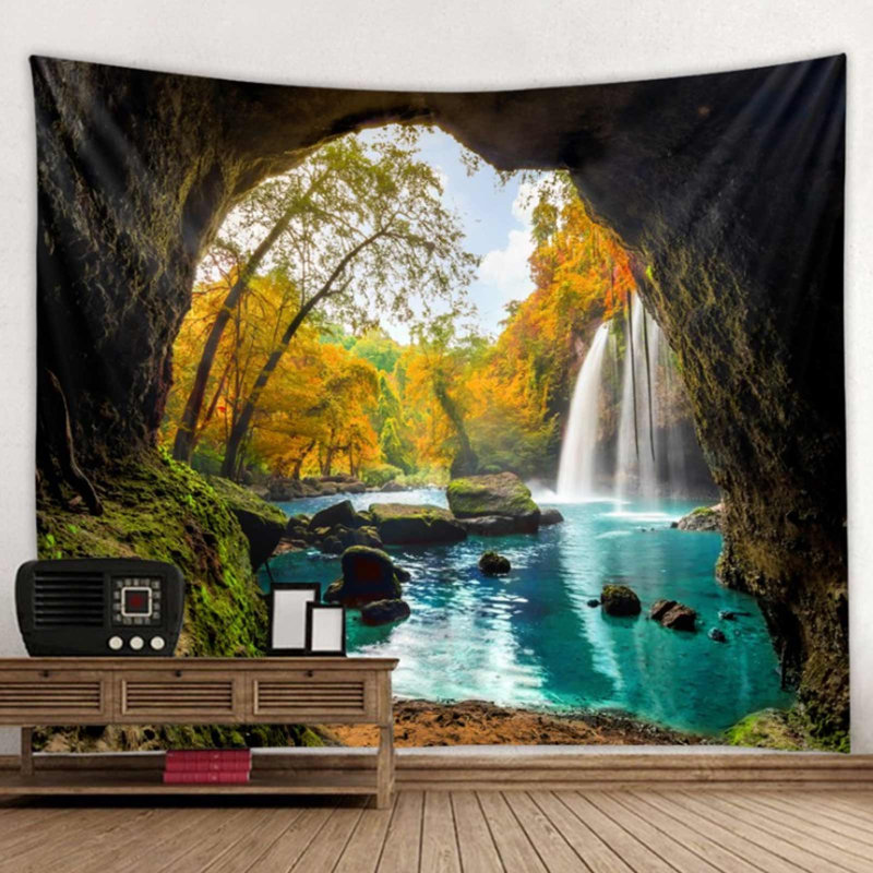 Tapisserie murale à motif paysage de rivière cave, 200 x 150 cm, pour la décoration de la chambre