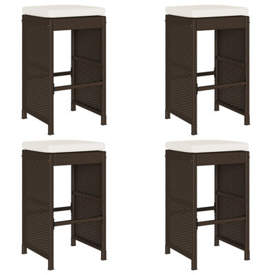 4 Powder Coated Steel Outdoor 76cm Bar Stool with Cushion