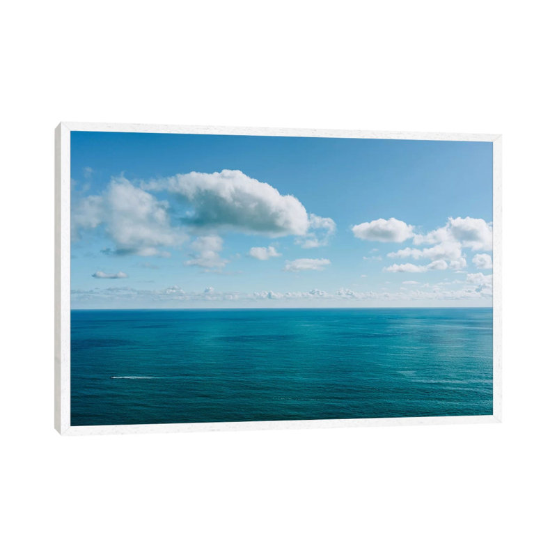 Amalfi Coast Ocean View IV by Bethany Young - Print on Canvas, 45.72cm H x 66.04cm W x 3.81cm D, White Framed