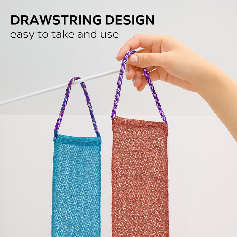 Elastic African Bath Net Sponge With Dual Hand Straps, Nylon Deep Exfoliating Shower Cloth For Back & Full Body, Multi-purpose For Bath & Cleaning
