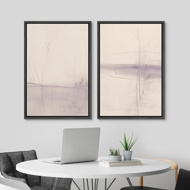 «Mid-Century Modern Brown», 2 pièces sur toile, H 16 po x l 24 po, Cadre noir